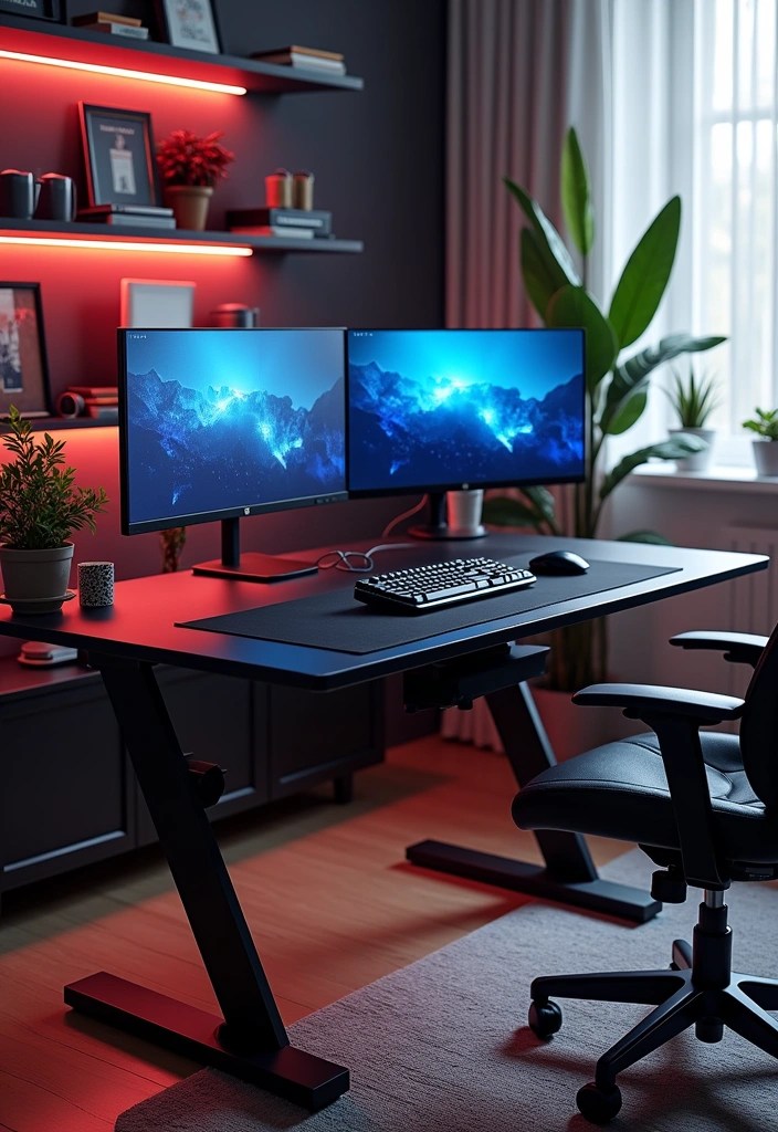 15 Ergonomic Gaming Room Ideas for Maximum Comfort and Health - 1. Adjustable Gaming Desk