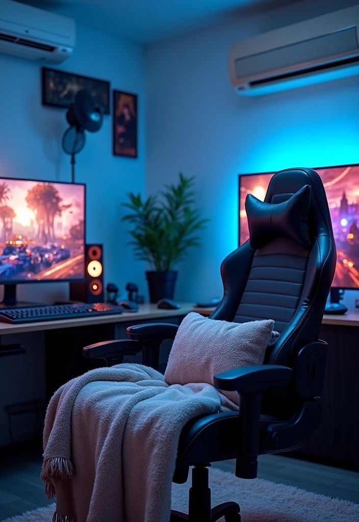 15 Ergonomic Gaming Room Ideas for Maximum Comfort and Health - 12. Temperature Control