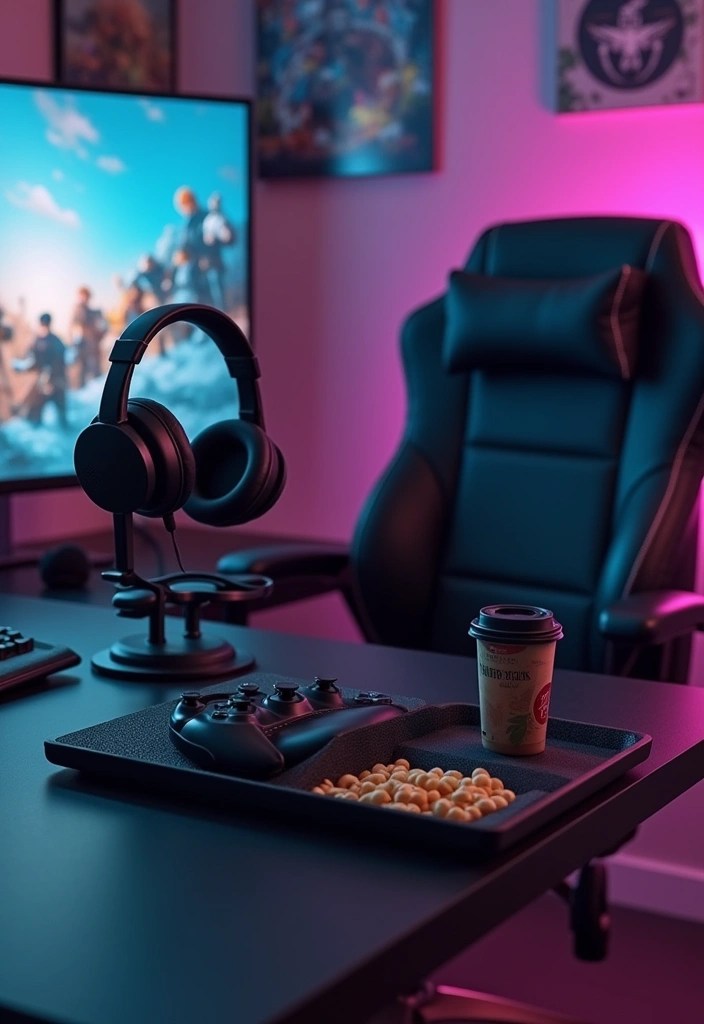 15 Ergonomic Gaming Room Ideas for Maximum Comfort and Health - 5. Comfortably Positioned Accessories