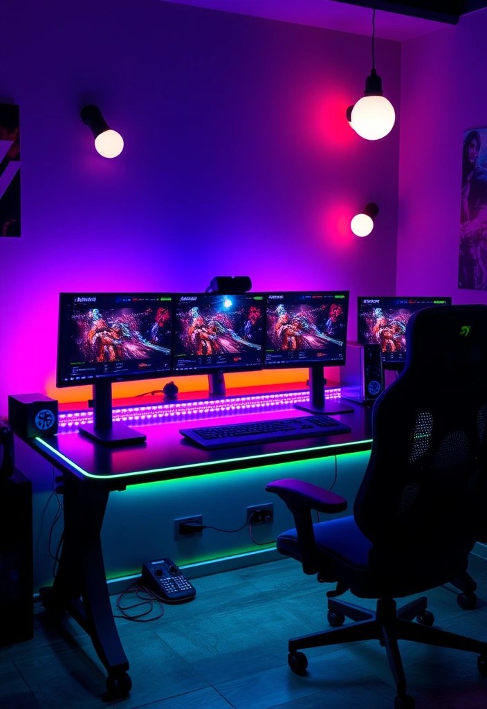 20 Genius Gaming Desk Ideas That Will Transform Your Play Space! - 13. Integrated Lighting Solutions
