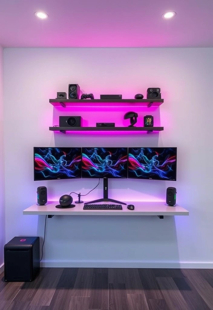 20 Genius Gaming Desk Ideas That Will Transform Your Play Space! - 14. Wall-Mounted Gaming Setup