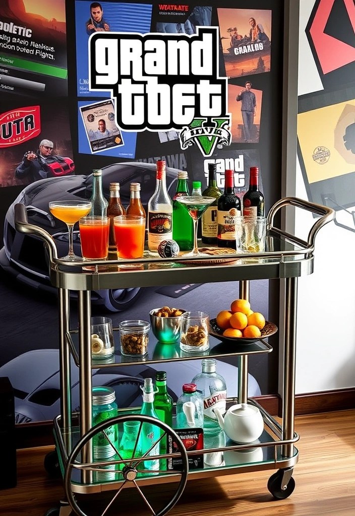 Bring Los Santos Home: How to Craft the Ultimate Grand Theft Auto Gaming Room! - 8. Incorporate a Thematic Bar Cart