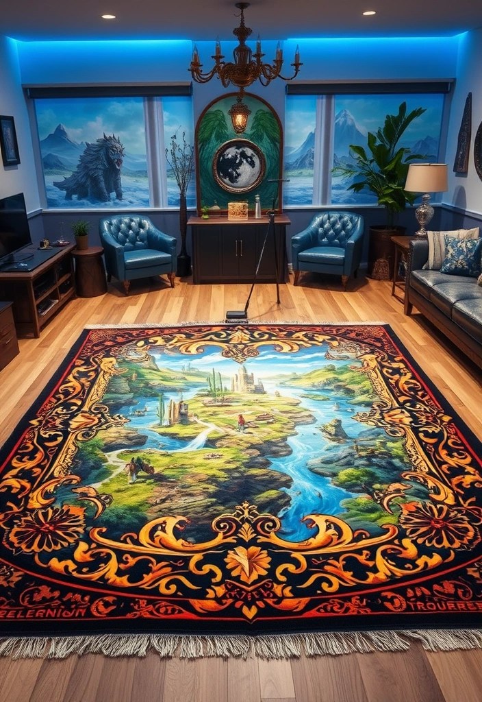 Dive into Fantasy: Design a Themed Baldur's Gate 3 Gaming Room That Stuns! - 7. Themed Rugs for Added Texture