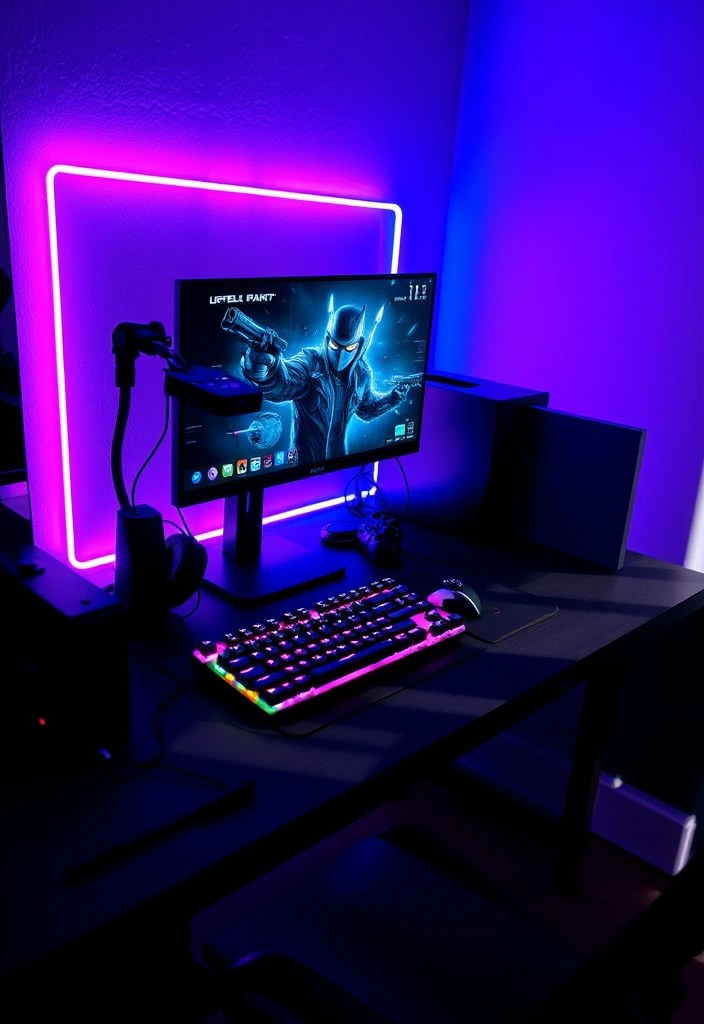 How to Design a Cyberpunk-Inspired Gaming Room - 1. Neon Lighting Mastery