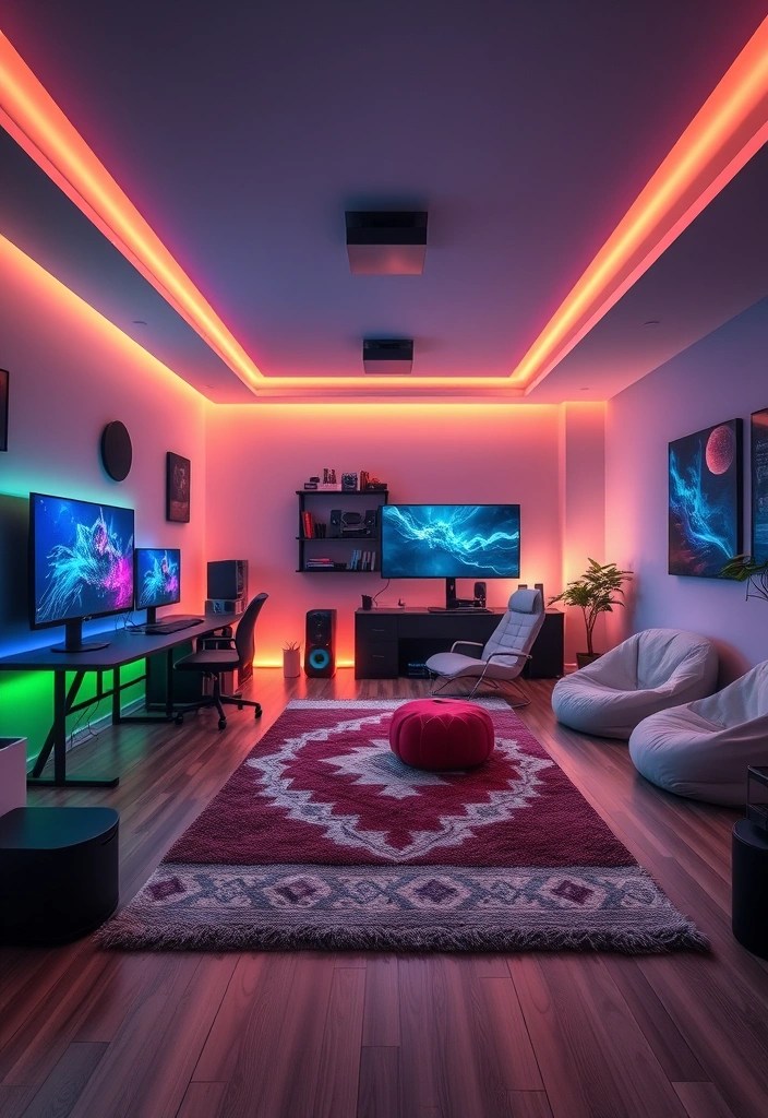 How to Design a Cyberpunk-Inspired Gaming Room - 11. Gaming Zone vs. Relaxation Zone