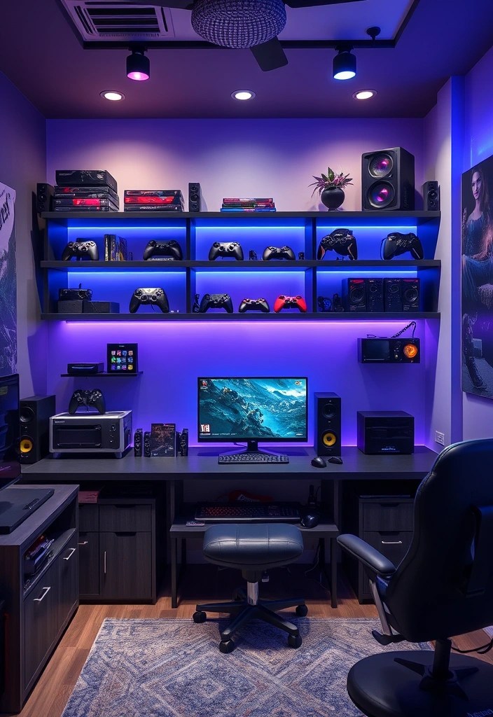 How to Design a Cyberpunk-Inspired Gaming Room - 15. Tech Storage Solutions