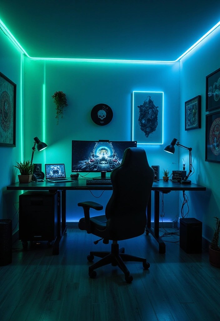 12 Gaming Room Aesthetic Ideas: Retro, Futuristic & More! - 2. Futuristic Fantasy