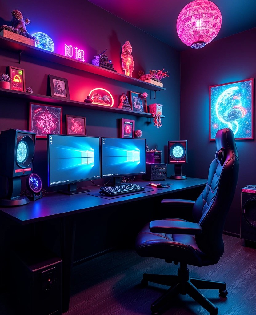 15 Aesthetic Gaming Room Themes for Teenage Girls (Wait Until You See #9!) - 4. Neon Wonderland