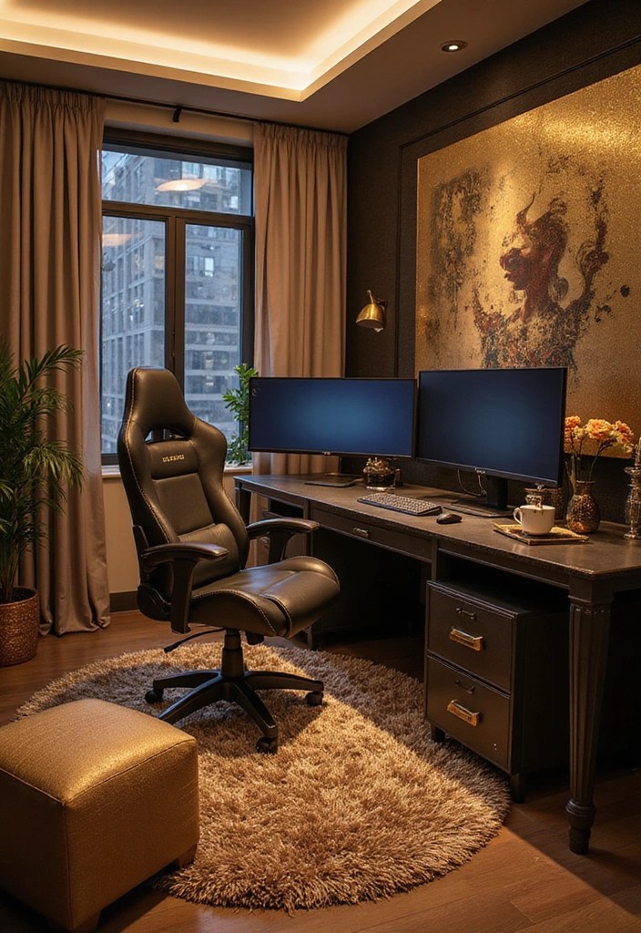 15 Gaming Room Inspirations for Teenage Girls - 8. Stylish Glam Gaming Setup