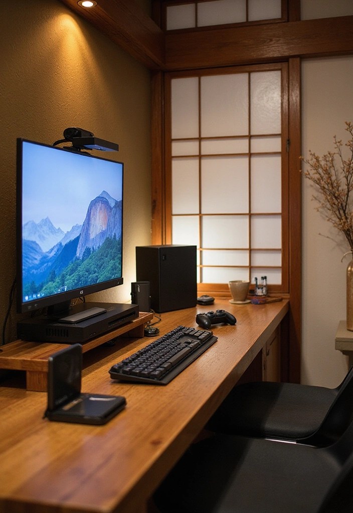 How to Design a Japanese-Inspired Gaming Room - 14. Integrate Tech with Traditional Elements
