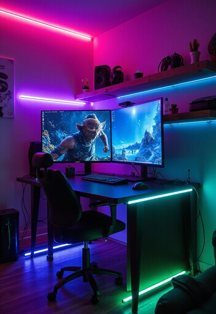 Spring into Gaming: 10 Essential Room Ideas That Transform Your Space! - 2. Colorful LED Lighting: Set the Mood