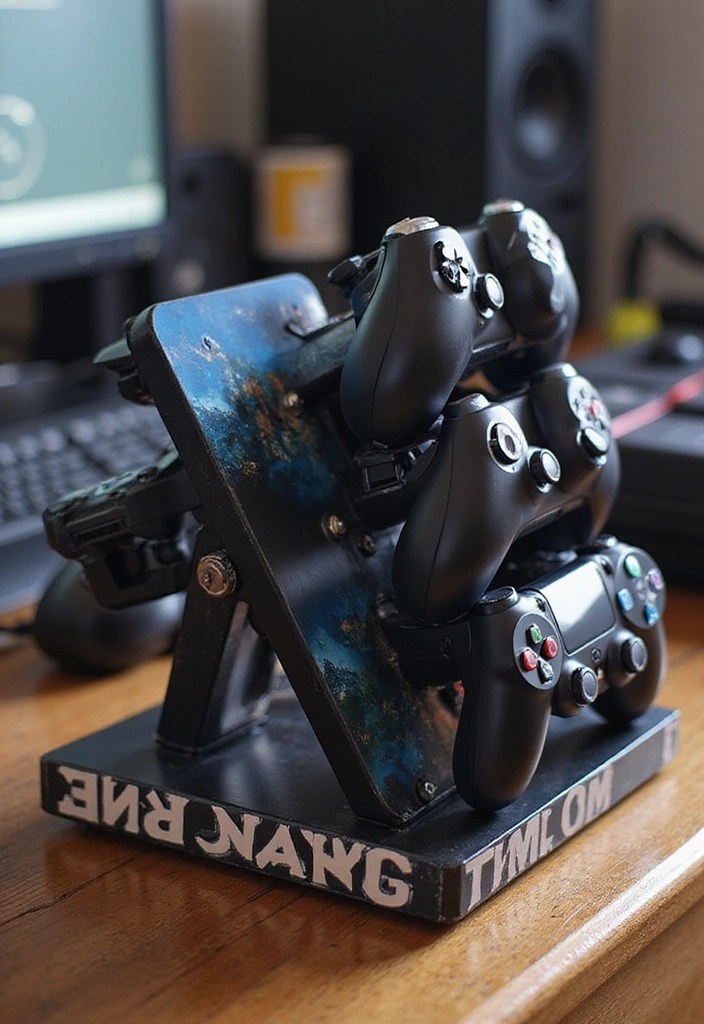21 Epic DIY Decor Ideas for Your Gaming Room - 18. Personalized Game Controller Stand