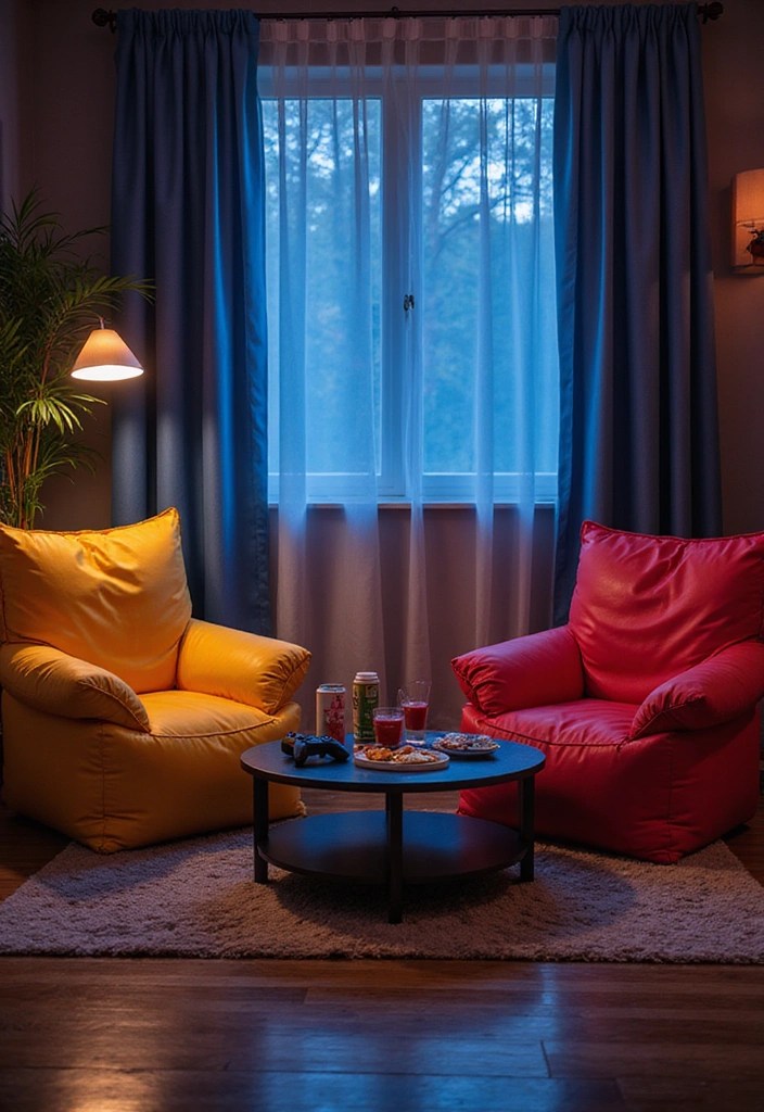 21 Epic DIY Decor Ideas for Your Gaming Room - 3. Gamer's Corner with Bean Bags