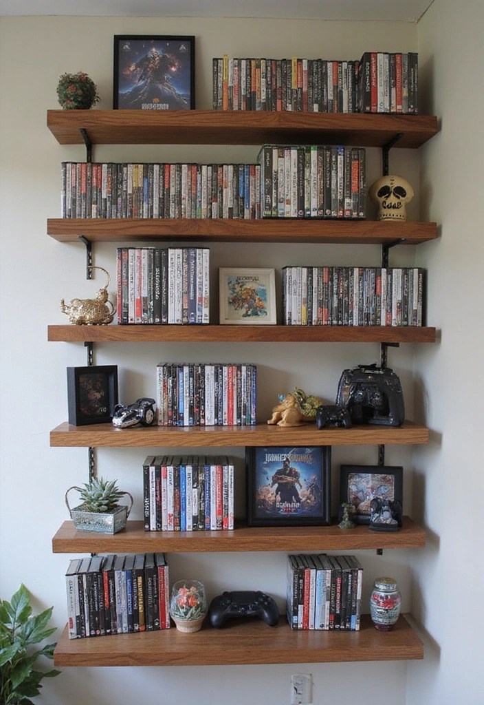21 Epic DIY Decor Ideas for Your Gaming Room - 9. Wall-mounted Game Storage